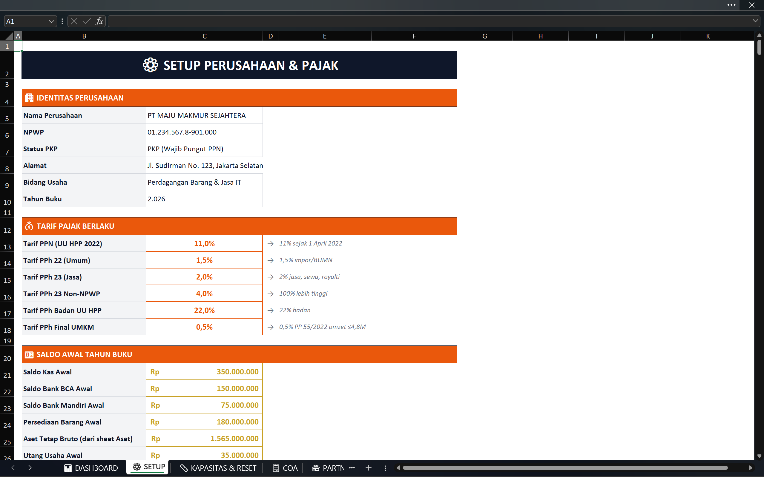 Excel Premium Akuntansi Toko Dagang: Stok per Barang + HPP Average + PPN/PPh Otomatis